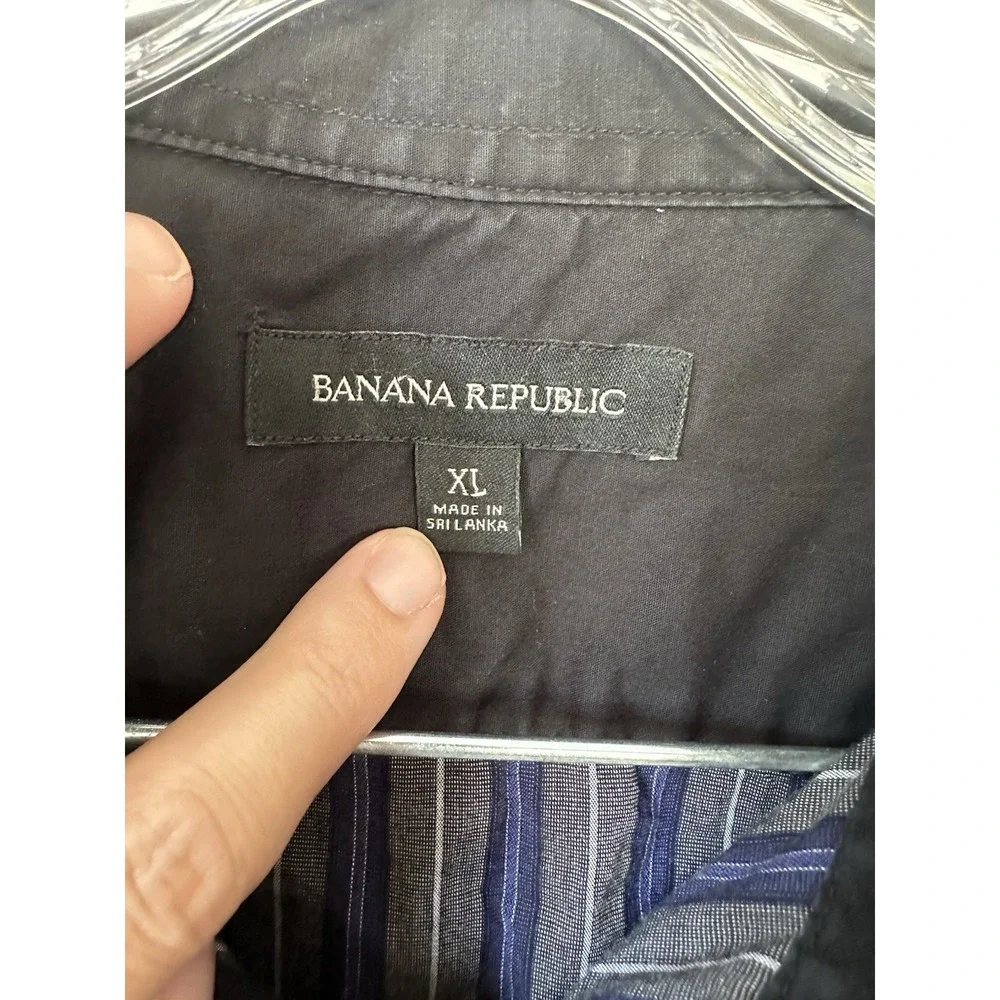 Banana Republic Men's XL Blue Brown Striped Button up Long Sleeve Shirt‎